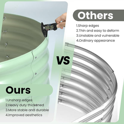2 Pcs 6x3x1ft Oval Raised Garden Bed, Galvanized Raised Beds,Open-Ended Base Metal Raised Planter