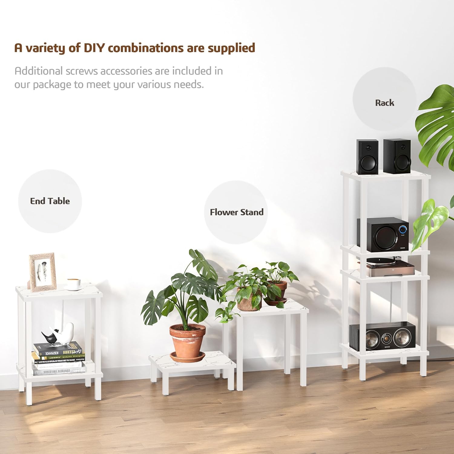 TUTOTAK End Table with Charging Station, Small Side Table with Outlets, Nightstand Bedside Table