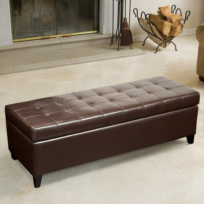 Joveco Storage Ottoman Bench, 51 Inch Leather Tufted Bench for End of Bed, Bedroom, Living Room