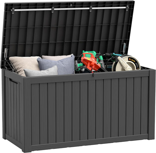 KAMABOKO Outdoor Storage Box, 150 Gallon Large Outdoor Resin Deck Box, Storage Waterproof Boxes