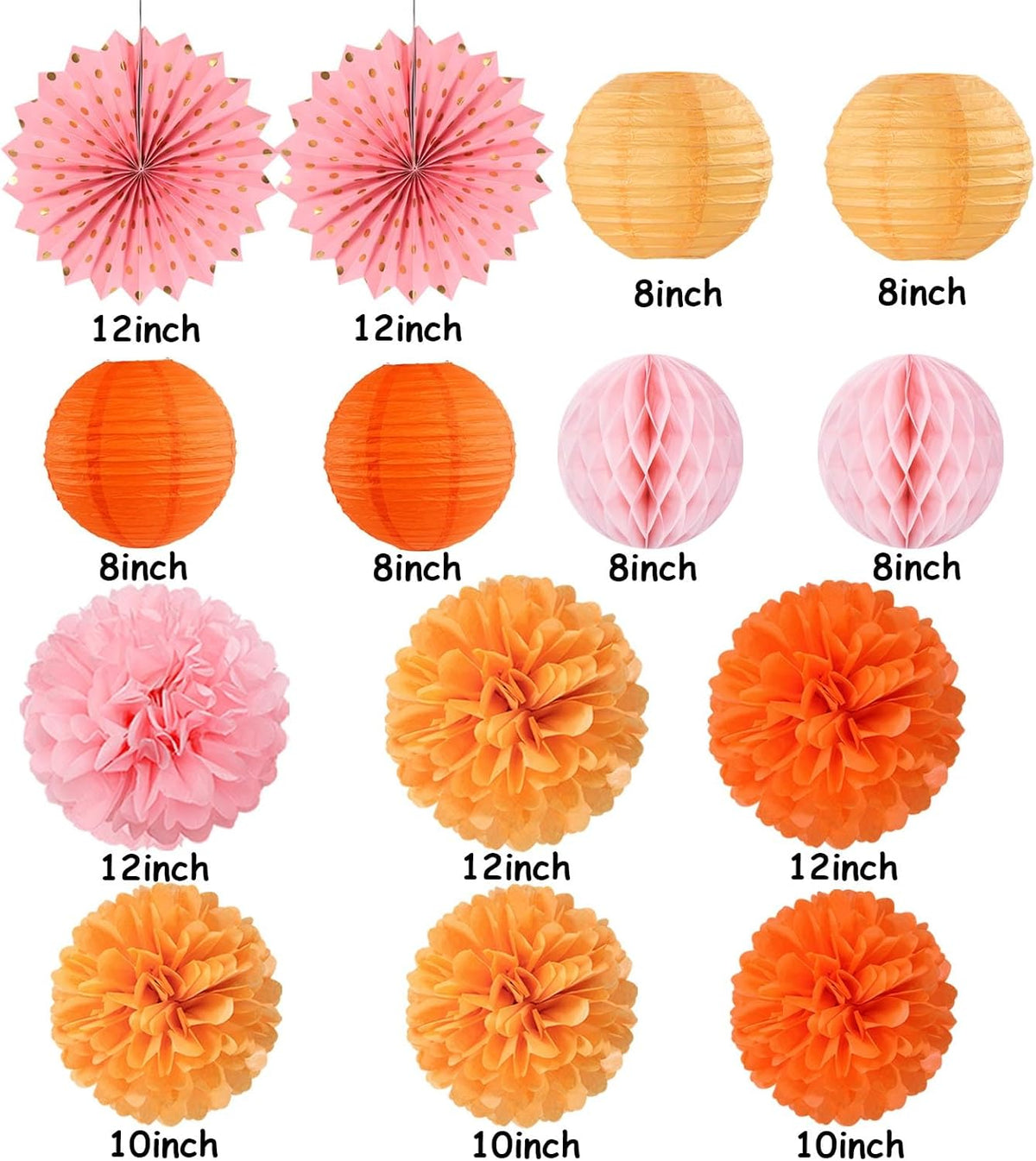 Pink-Orange Groovy-Thanksgiving Engagement Party-Decorations - 14pcs Fall Autumn Harvest Paper