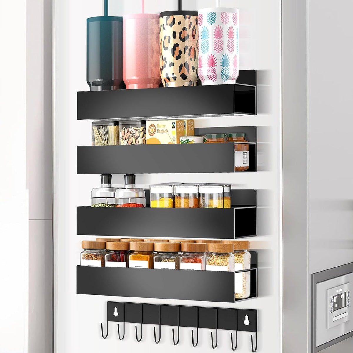 Magnetic Spice Rack Organizer for Fridge Seasoning Organizer for Kitchen storage with Screw or