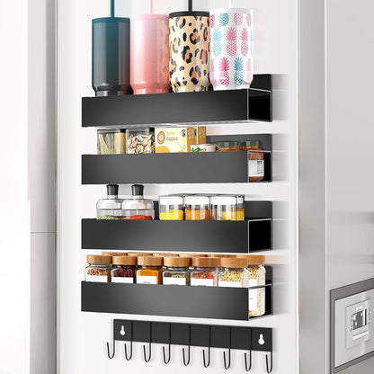 Magnetic Spice Rack Organizer for Fridge Seasoning Organizer for Kitchen storage with Screw or
