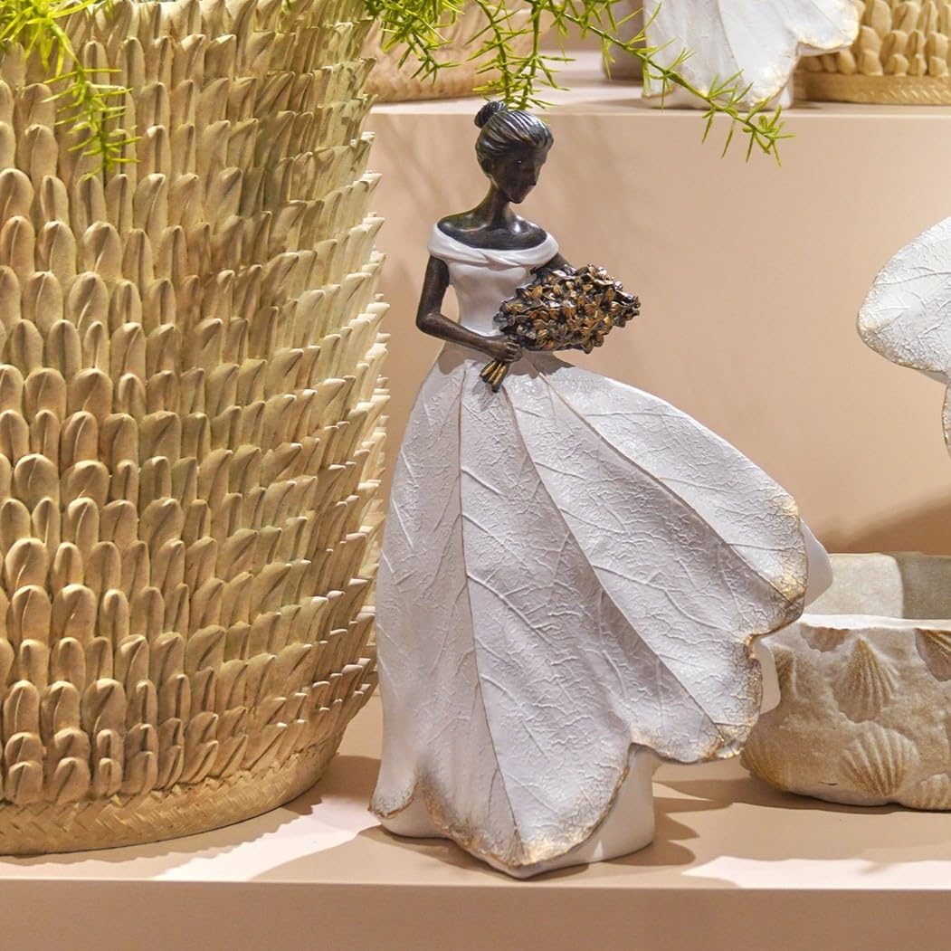 Guichifun Fairy Statue Collection Home Decoration - White Leaf Angel Girls Resin Home Decor for