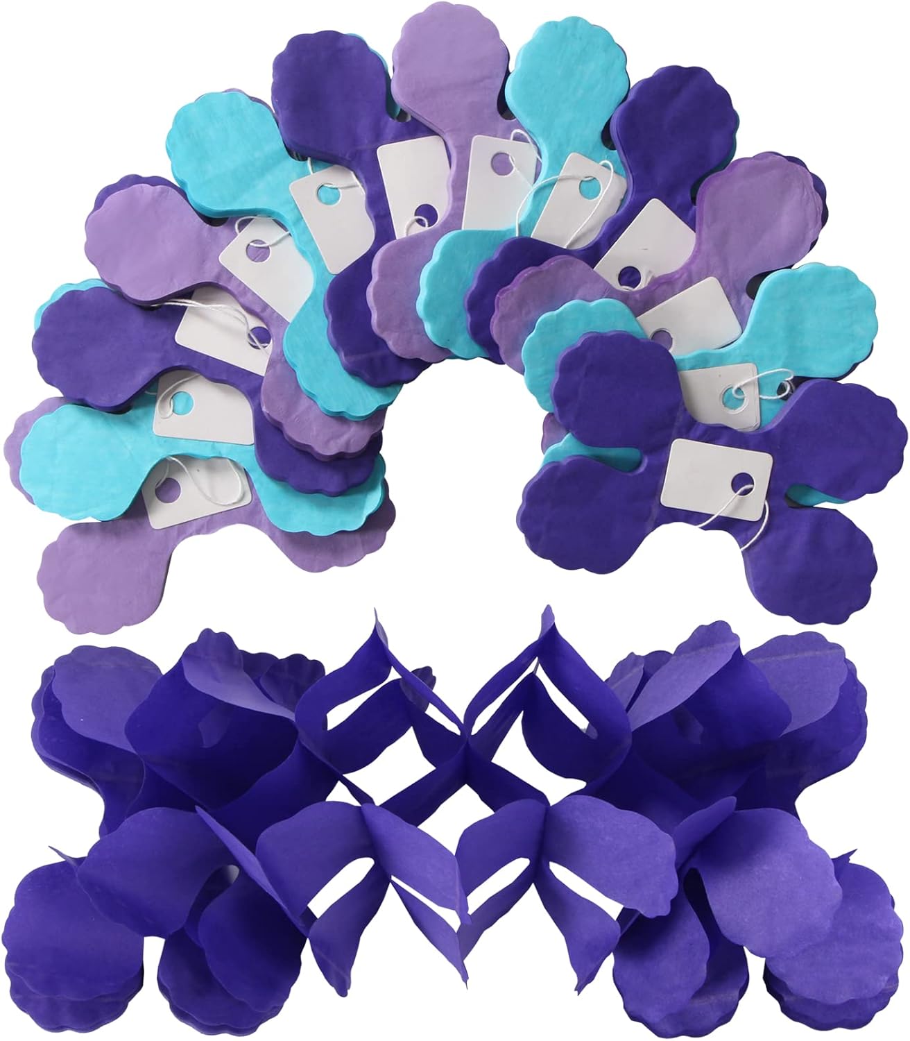 Purple-Blue Mermaid Party-Decorations Garland Streamers - 12pcs Girls Birthday Baby Shower 4-Leaf