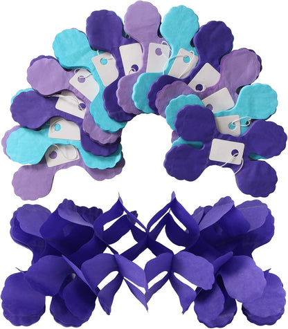 Purple-Blue Mermaid Party-Decorations Garland Streamers - 12pcs Girls Birthday Baby Shower 4-Leaf