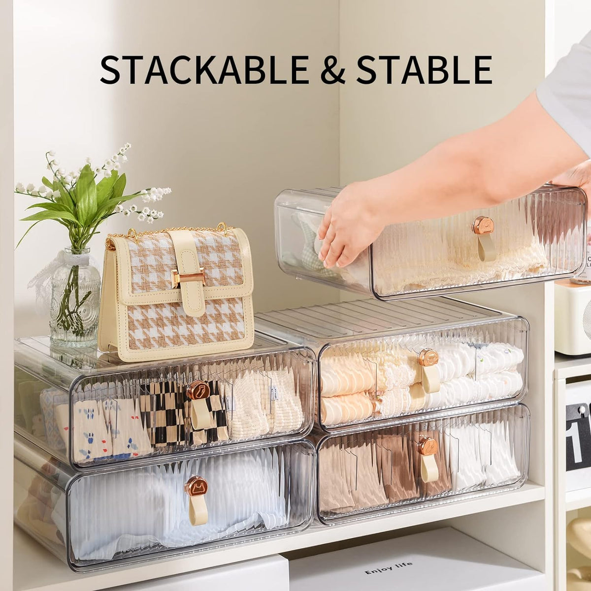 Underwear Drawer Organizer, Stackable Bra Organizer for Closet, 1 Cell Bra Storage, Sock and