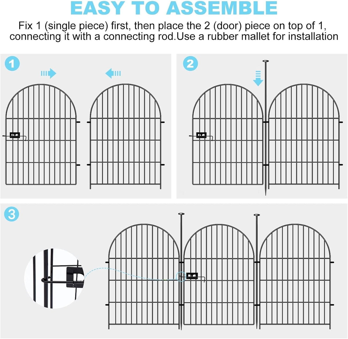 Garden Fence Border 36 in(H) x8.8 Ft(L), 4 Panels Dog Fence Outdoor for Yard, Tall Garden Animal