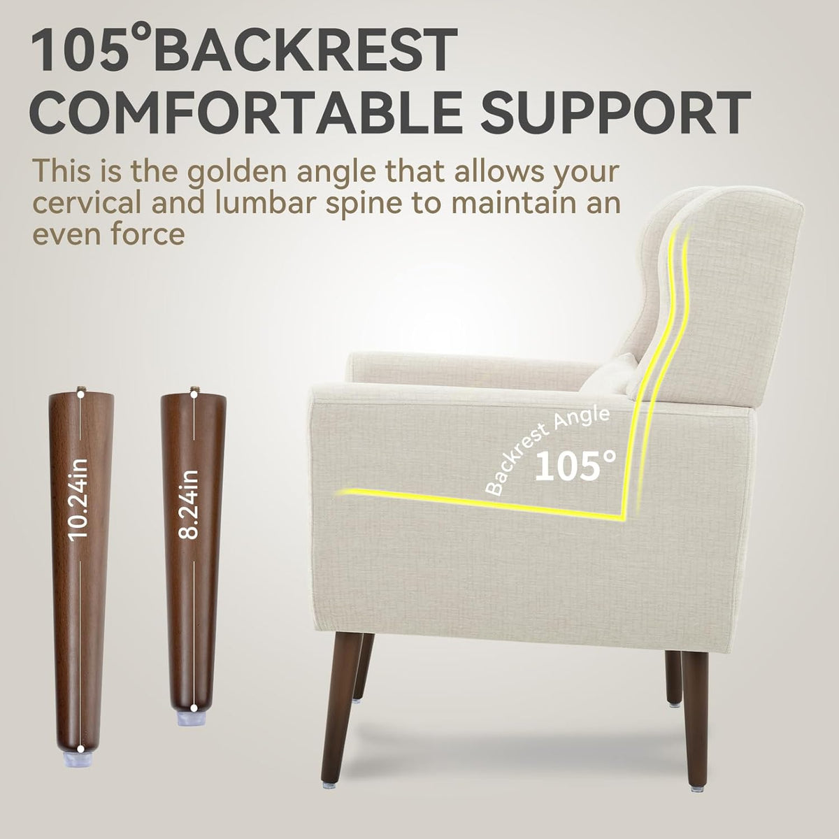 Modern Accent Chair, Upholstered Armchair with Pillow, Fabric Single Sofa Chair with Lounge Seat