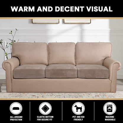 PrinceDeco Velvet Stretch Couch Cushion Cover Soft Cushion Slipcover for Chair Loveseat Sofa