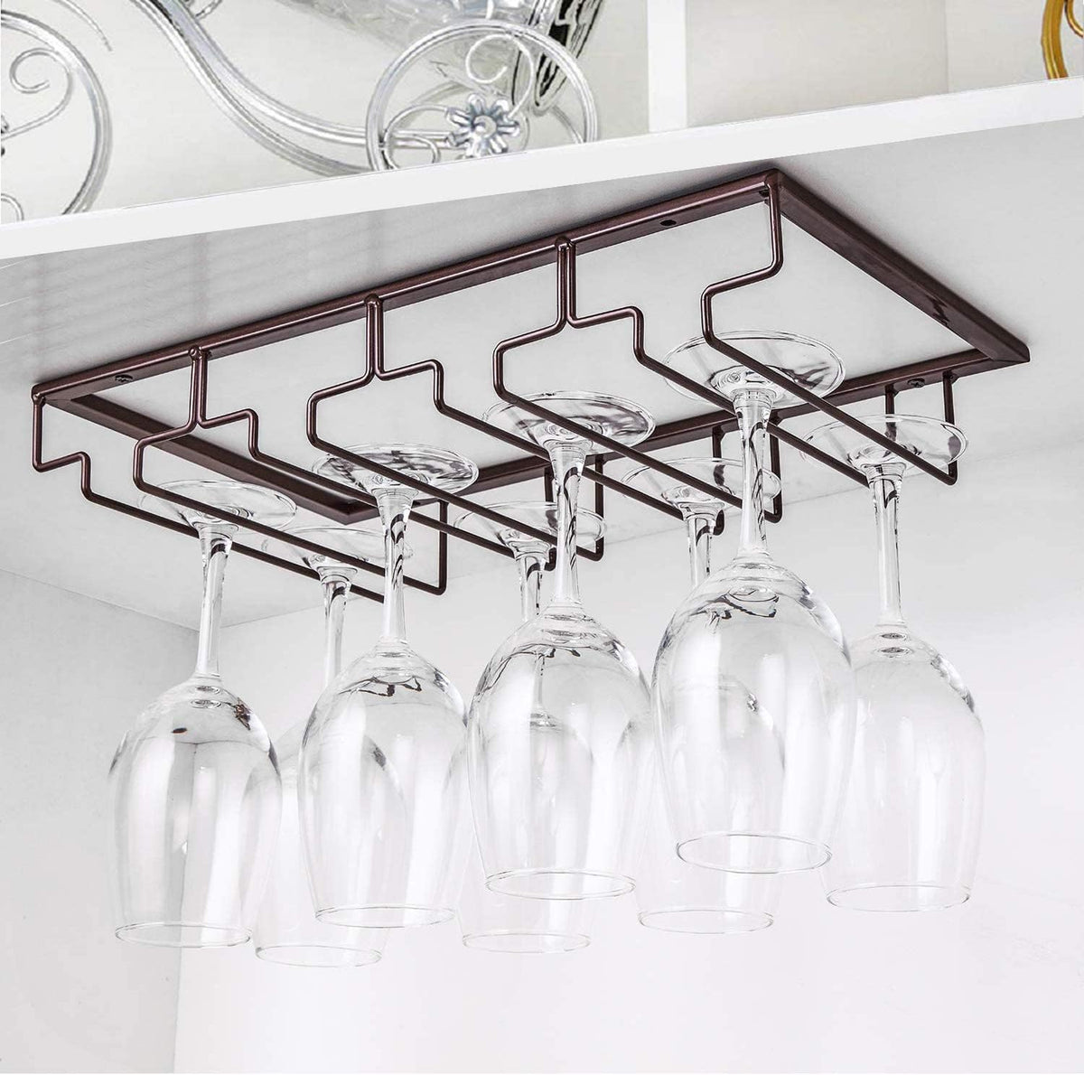 Wine Glass Rack Under Cabinet - Stemware Holder Metal Wine Glass Organizer Glasses Storage Hanger