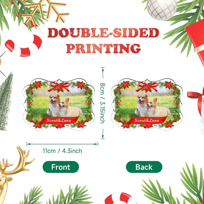 Personalized Photo Ornaments for Christmas Tree, Custom Cat Name Ornament, 2025 Puppy 1st Xmas