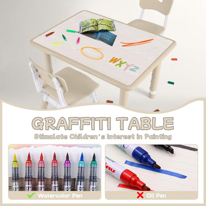 Toddler Table and Chair Set, Height Adjustable-Upgrade Kids Table and 2 Chairs for Ages 3-8
