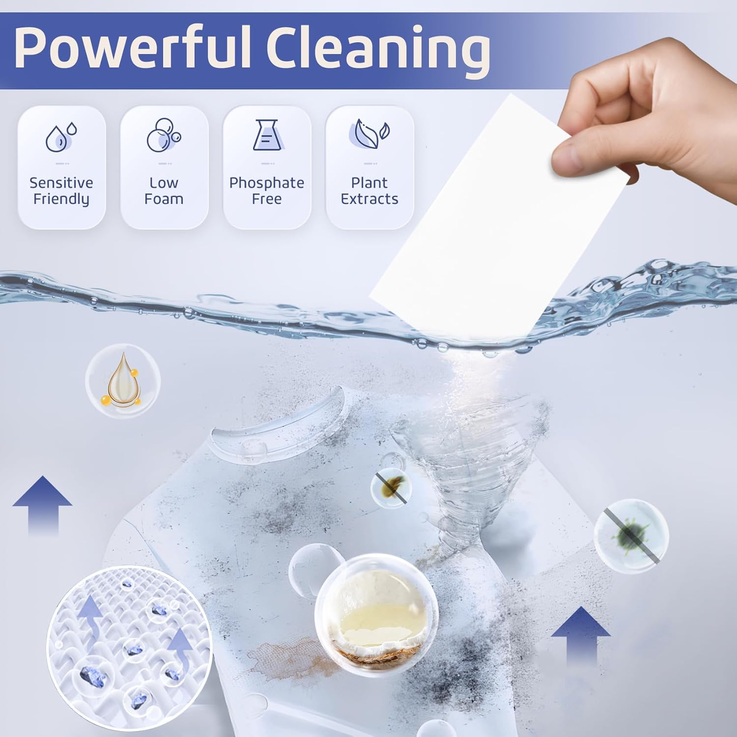 Poesie Laundry Detergent Sheet Ocean Breeze Scent 160 Loads Portable Non-Plastic Drawer Box