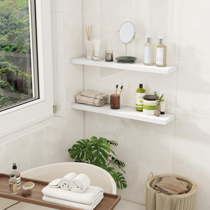 Fun Memories Floating Shelves for Wall, 30" Rustic Wood Deep Wall Mounted Shelves with Invisible