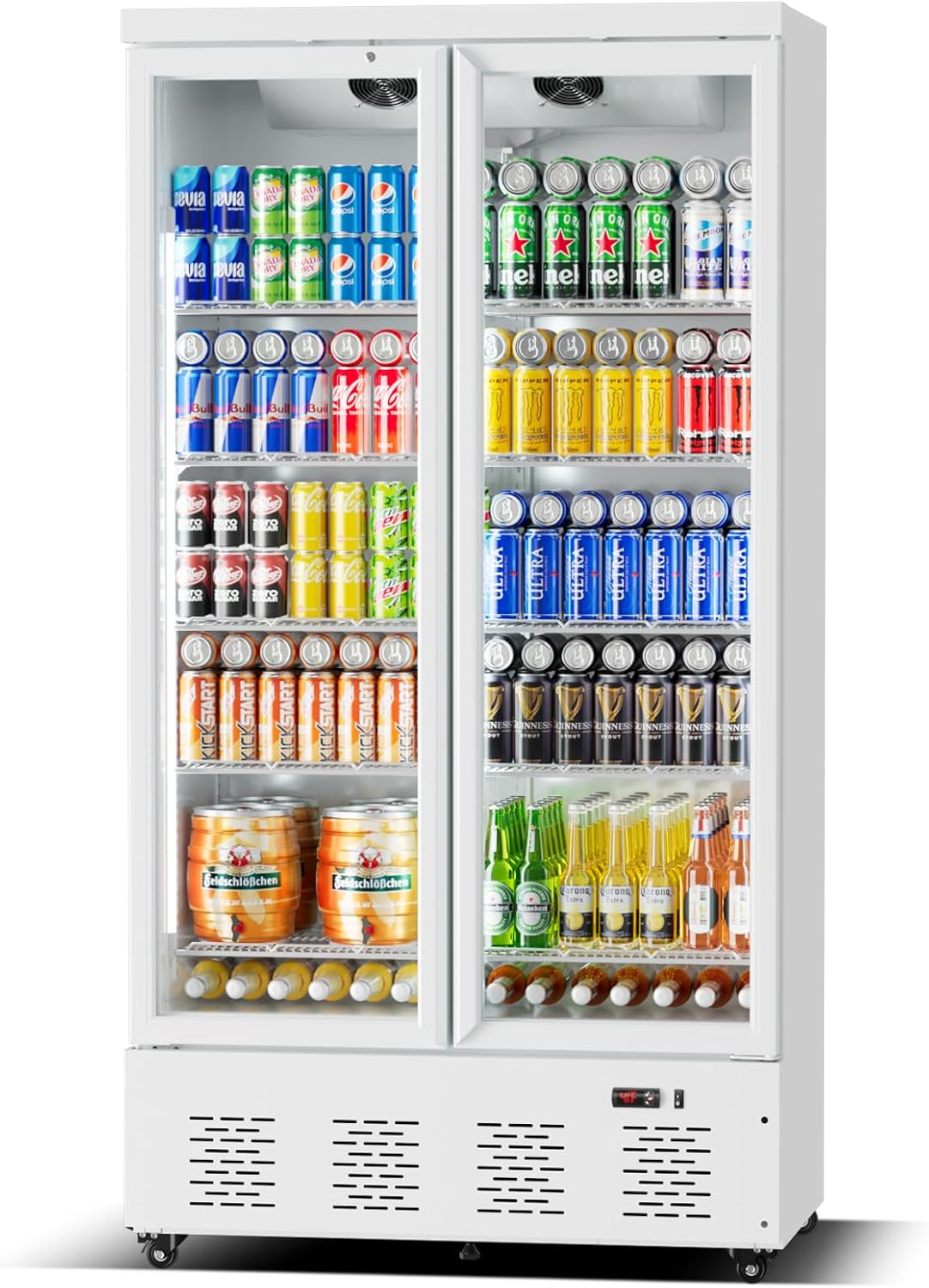 30.5 Cu.ft. Commercial Refrigerators 2 Glass Door Commercial Beverage Refrigerators Upright Display