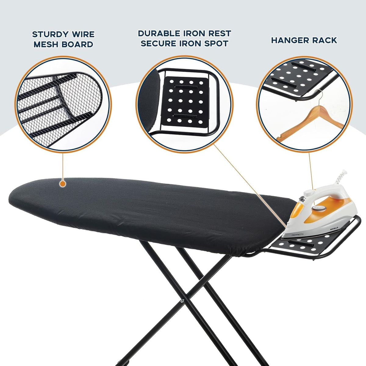 Ironing Board Full Size, RAINHOL 54"x13" Heavy Duty Compact Ironing Board with Iron Rest, Heat