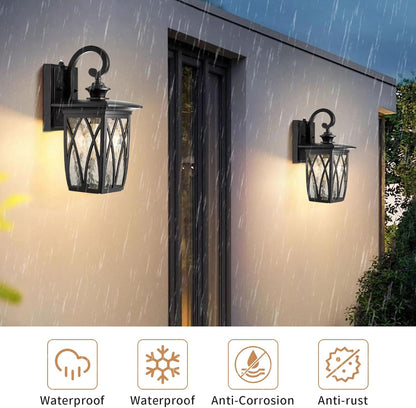 JYZ Dusk to Dawn Outdoor Wall Lantern, Craftsman Style Large Exterior Sconce Light with Water