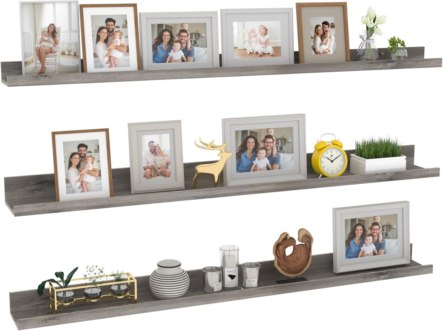 Giftgarden 47 Inch Gray Floating Shelves for Wall Mount, Grey Wood Wall Shelf Ledge for Bathroom