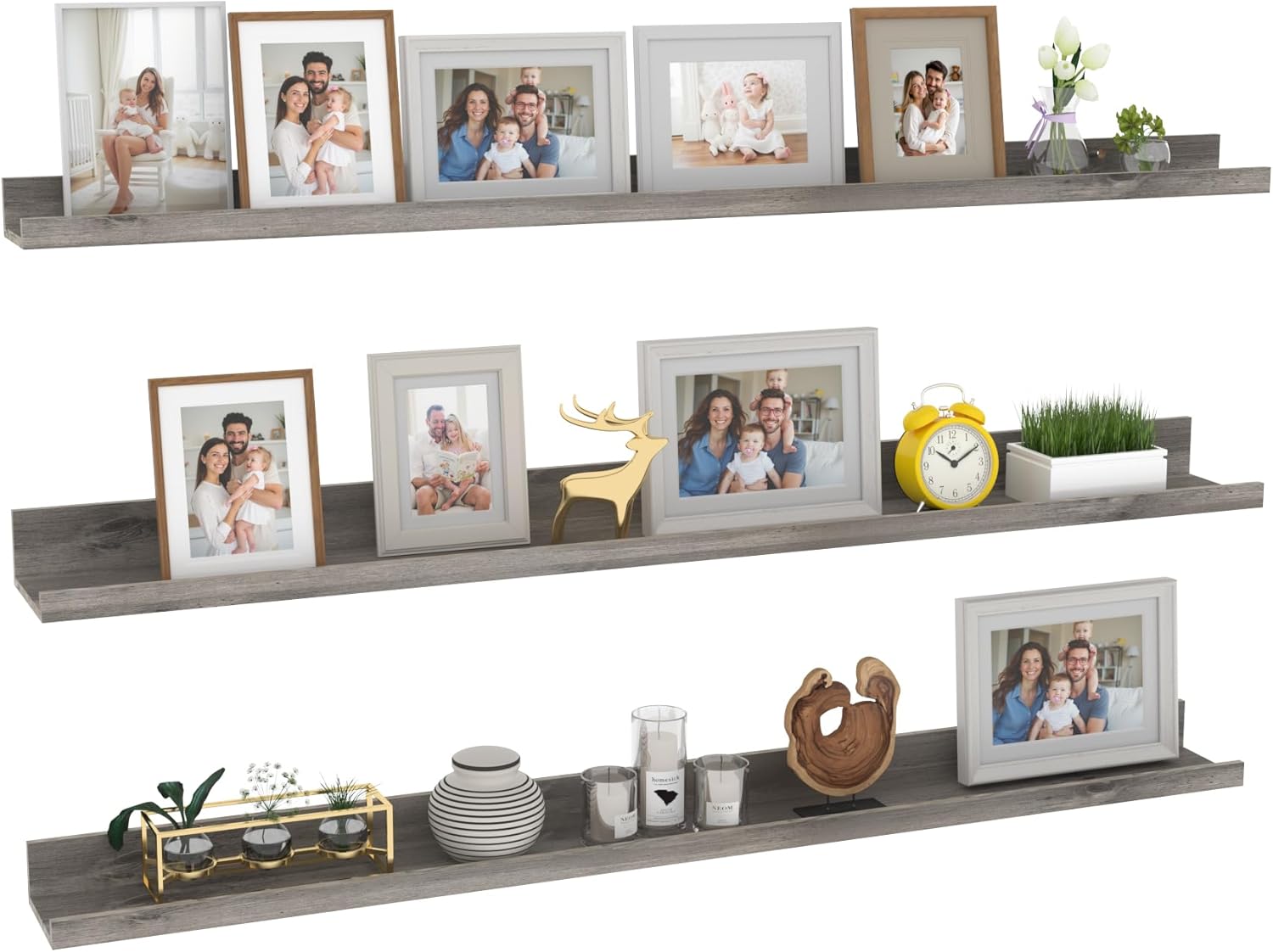 Giftgarden 47 Inch Gray Floating Shelves for Wall Mount, Grey Wood Wall Shelf Ledge for Bathroom