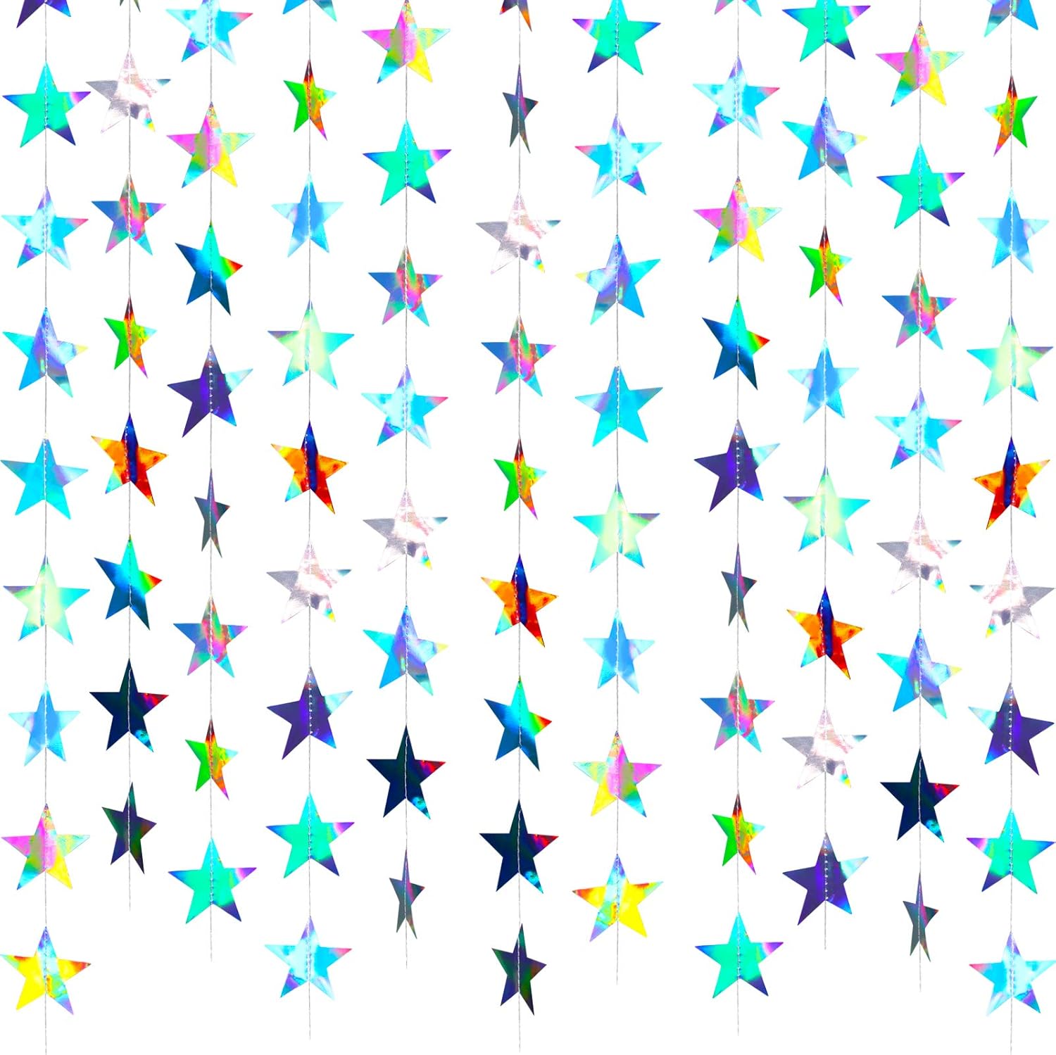 Patelai Glitter Star Garland Banner Decor 130 Feet Star Hanging Bunting Banner Twinkle Backdrop for