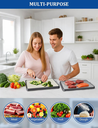 Titanium Cutting Boards for Kitchen, 2 in 1 Titanium Cutting Boards with JUICE GROOVE, Metal