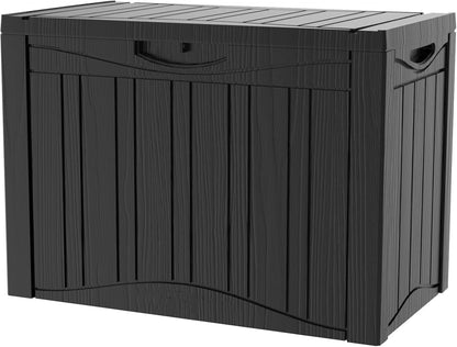 45 Gallon Outdoor Storage Box Waterproof Lockable Resin Deck Box Large, Patio Storage Bin for Pool