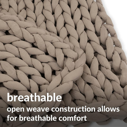 Nuzzie Chunky Knit Weighted Blanket - Breathable, Cooling, Hand Made Knit Throw Blanket for Sleep