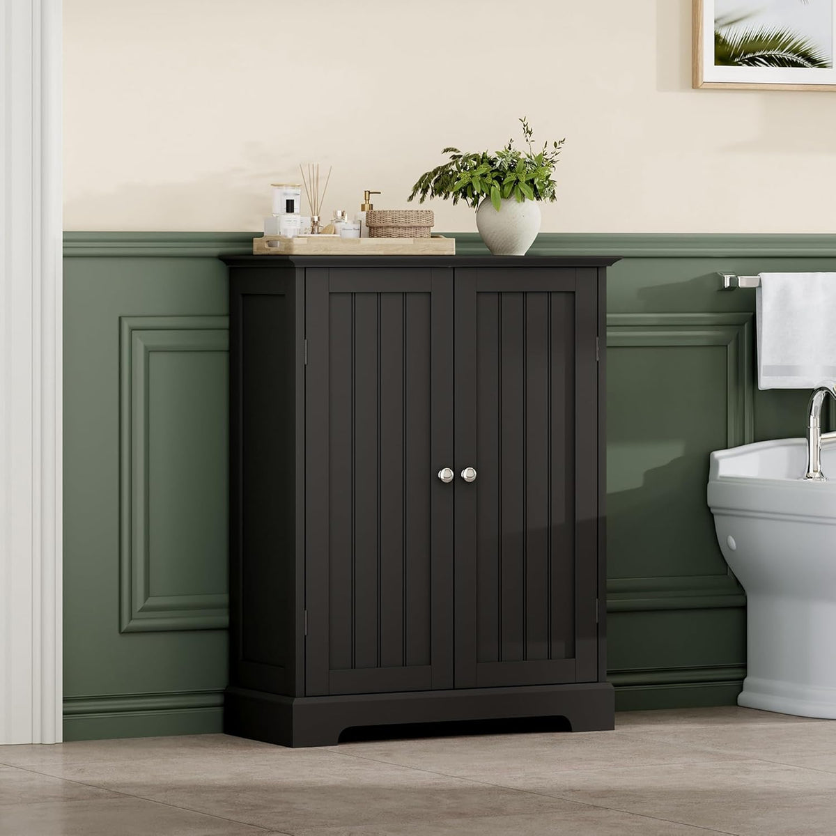 ChooChoo Bathroom Floor Cabinet, Modern Bathroom Storage Cabinet with 2 Doors and Adjustable