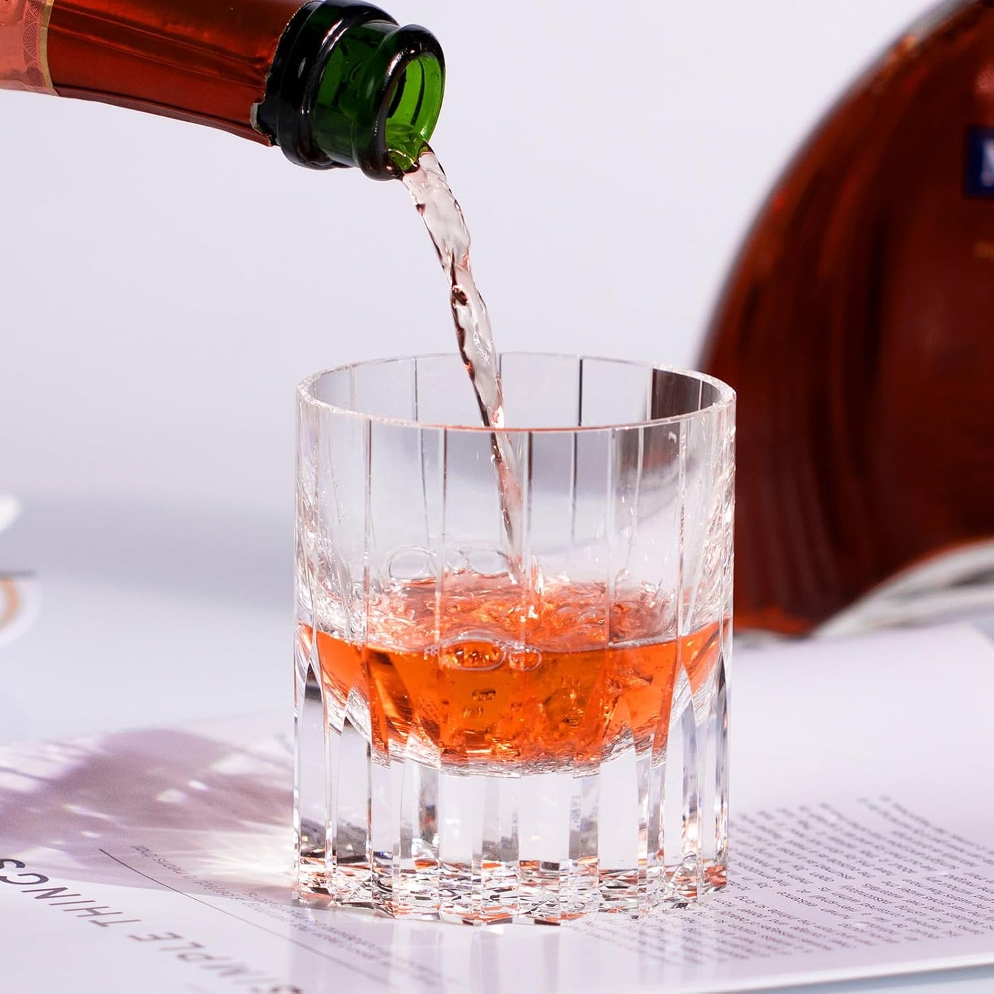 KAMMAK Crystal Whiskey Glasses Set of 2, 7.27oz Old Fashioned Glasses Stemless, Hand Blown White