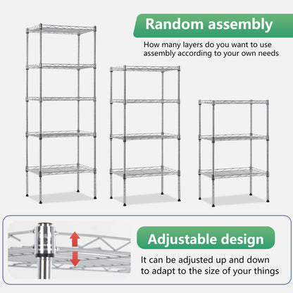 FDW 5 Tier Wire Shelving Adjustable Metal Shelves 17L x 12W x 48H NSF Pantry Shelves Storage Rack