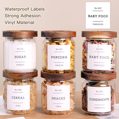 6 Set Glass Pantry Storage Jars with Acacia Airtight Lid - 15oz Thicken Glass Kitchen Canisters