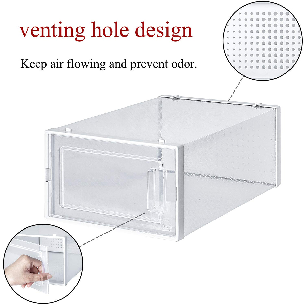 WAYTRIM 15 Pack Foldable Clear Plastic Stackable Storage Shoe Box Storage Sneaker Containers