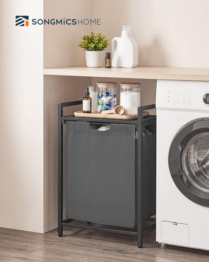 SONGMICS HOME Laundry Basket Sorter with Storage Shelf, Laundry Hamper with Metal Frame, 17.2
