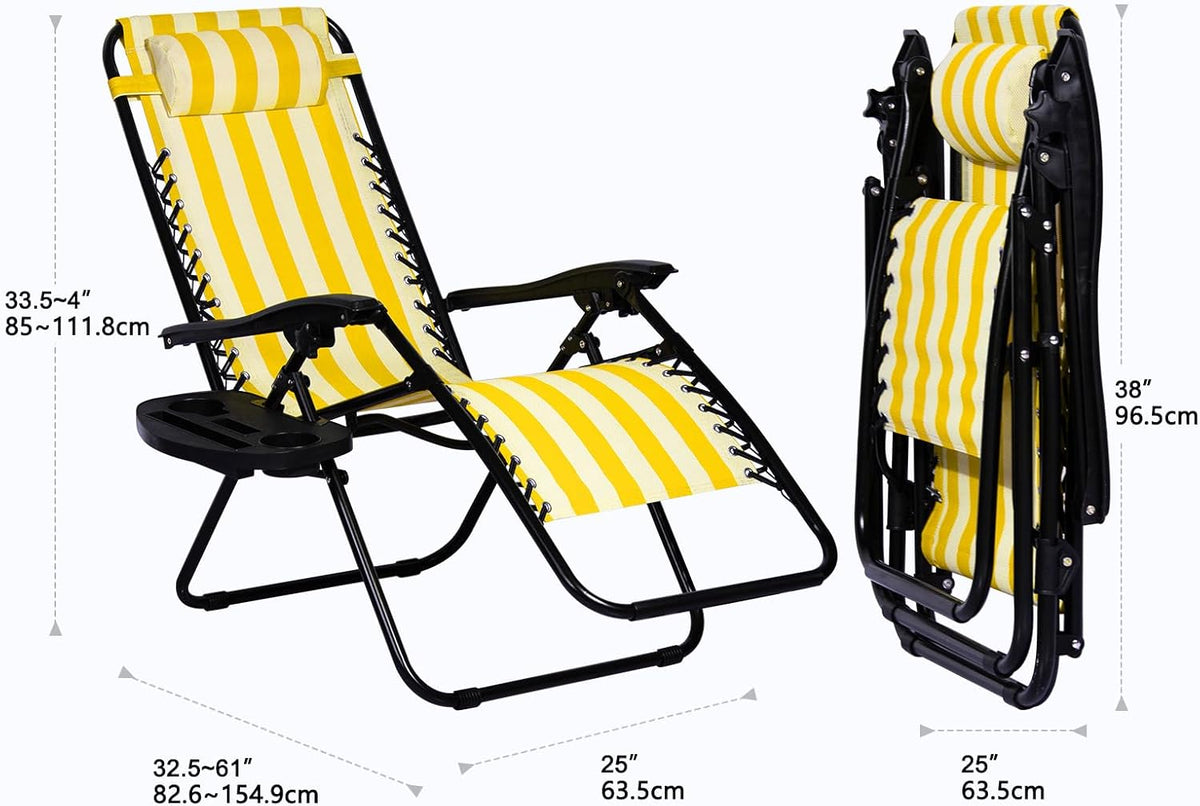 Nazhura Set of 2 Relaxing Recliners Patio Chairs Adjustable Steel Mesh Zero Gravity Lounge Chair