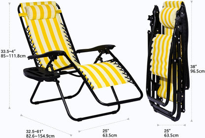 Nazhura Set of 2 Relaxing Recliners Patio Chairs Adjustable Steel Mesh Zero Gravity Lounge Chair