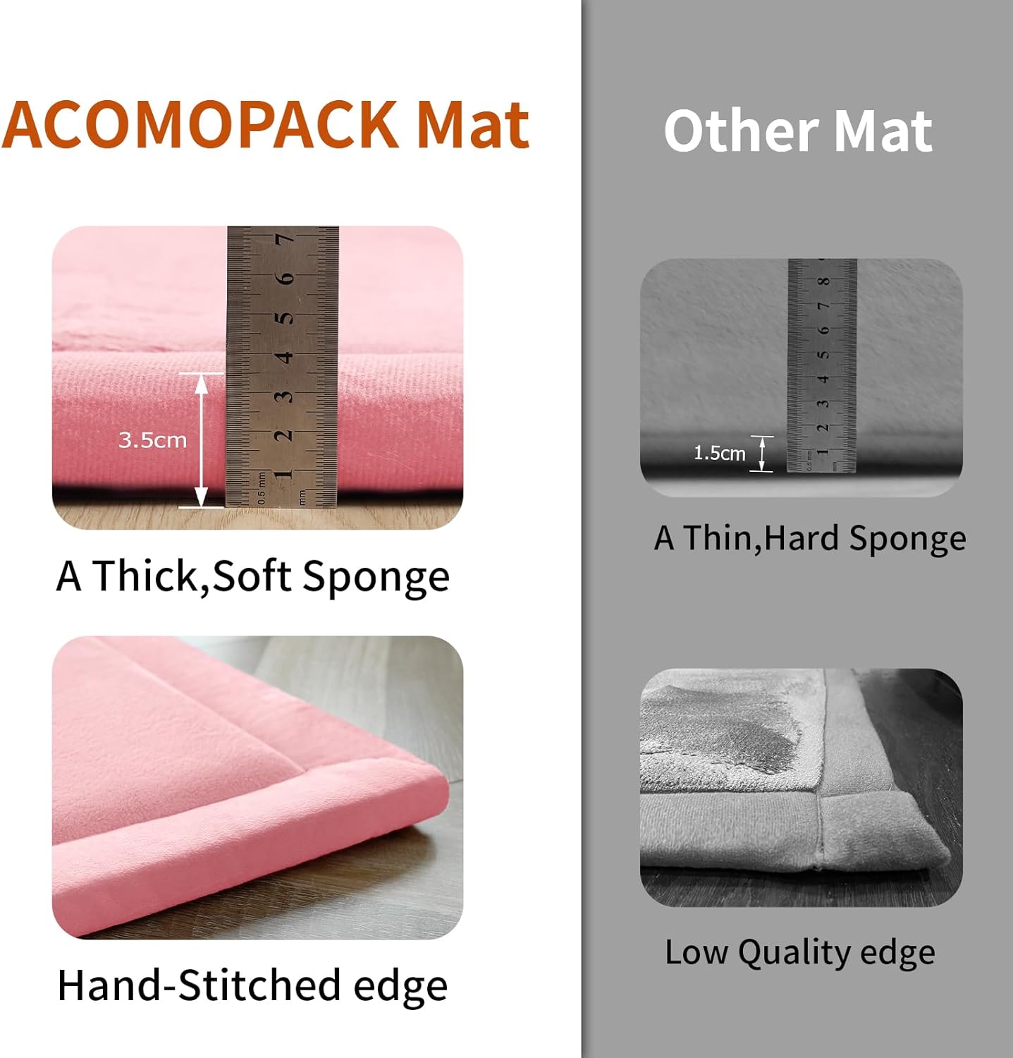 ACOMOPACK Baby Play Mat for Floor,1.3" Thick Memory Foam Area Rug for Living Room,Soft Velvet