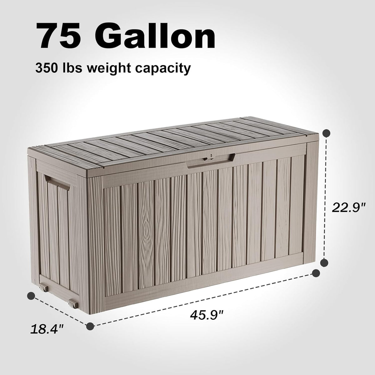 Vixzen 75 Gallon Resin Deck Box with wheels,Lockable Outdoor Storage Box for Patio Cushions Storage