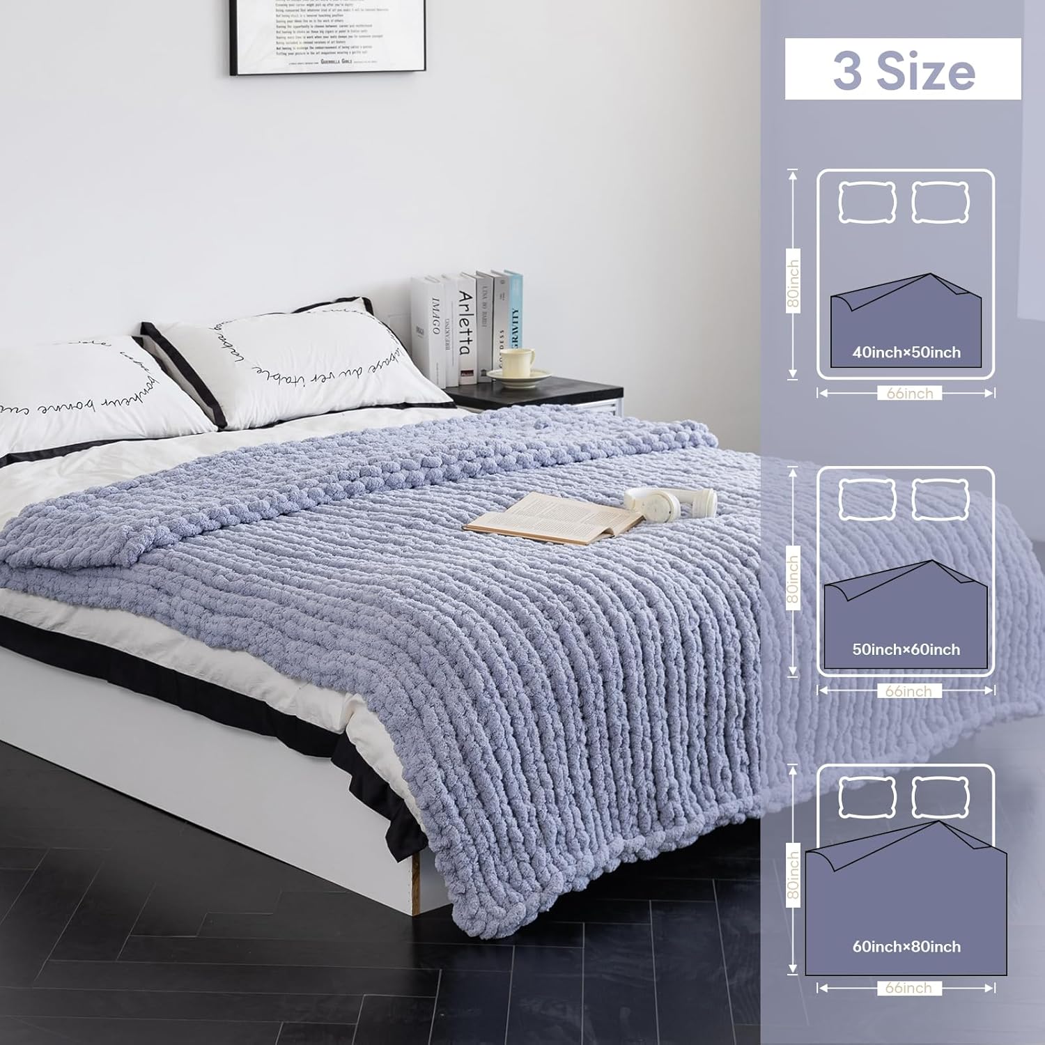 Chunky Knit Blanket - Luxury Soft Cozy 60 * 80 Throw Blanket,100% Woven Blanket Rope Knot Throw