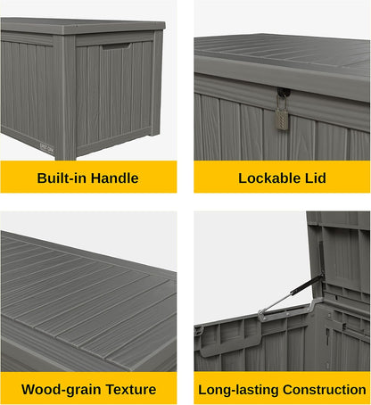 EAST OAK Outdoor Storage Box, 150 Gallon Deck Box, Large Resin Storage Bin for Patio Cushions