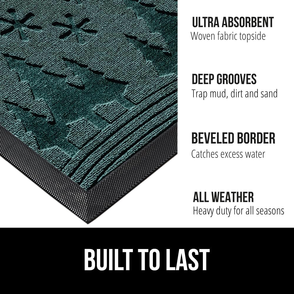 GORILLA GRIP 100% Waterproof All-Season WeatherMax Doormat, US Designed Natural Rubber, Stain and