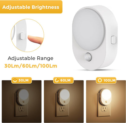 L LOHAS LED Plug in Night Light with Motion Sensor and Dusk to Dawn Sensor,[4-PACK] Night Lights