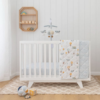 LIVING TEXTILES Baby Music Mobile - Up & Away Crib Toy, Sky Hot Air Balloon,Clouds Planes, Musical