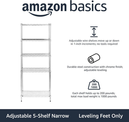 Amazon Basics 5-Shelf Adjustable, Storage Shelving Unit, (200 Pound Loading Capacity per Shelf)