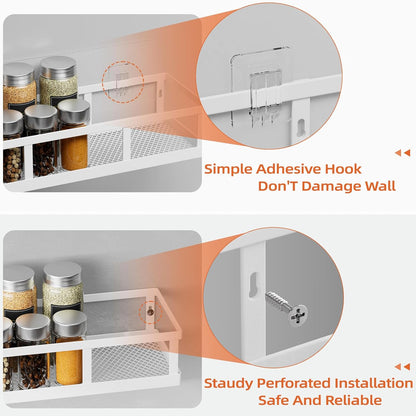 Spice Rack Wall Mounted, 4 Pack Pantry Door Organizer & Hanging Storage Baskets Organizer Wall