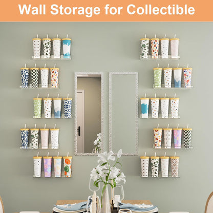 upsimples 10 Pack Acrylic Shelves Wall Organizer and Storage, 15" Display Shelf for Figure, Toy
