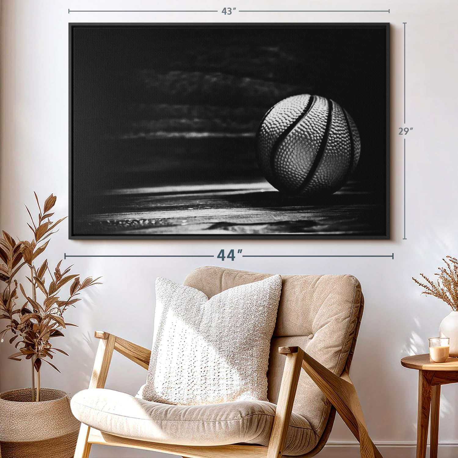 ElephantStock Basketball Wall Art - Horizontal Framed Canvas - 1-Piece Hallway Wall Decor