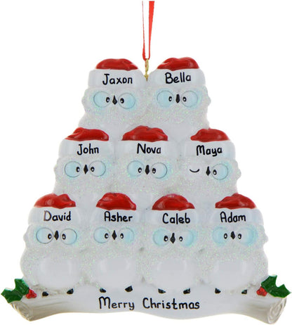 3D Owl Family of 9 Christmas Ornament 2025 Personalized Family Christmas Ornaments 2025 | White
