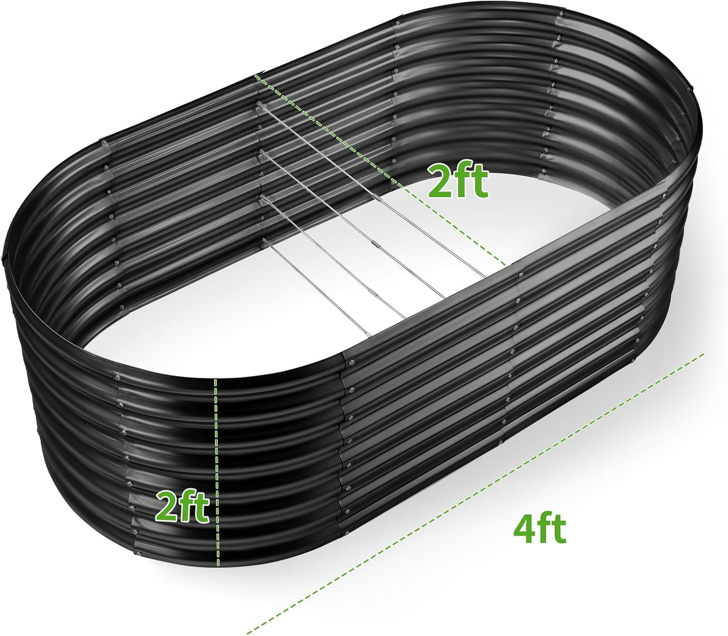 Land Guard 24“ Tall Galvanized Raised Garden Bed Kit, Galvanized Planter Garden Boxes Outdoor, Oval