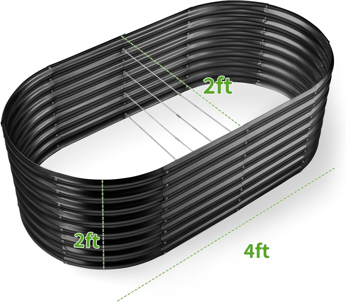 Land Guard 24“ Tall Galvanized Raised Garden Bed Kit, Galvanized Planter Garden Boxes Outdoor, Oval